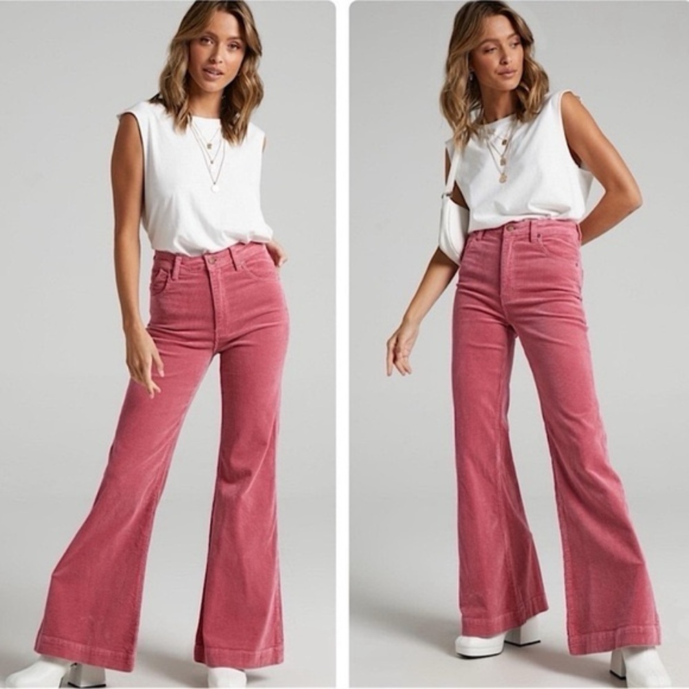 ROLLA's East Coast Flare Corduroy High Rise Flare Pants Pink SZ 25 Vintage Vibes